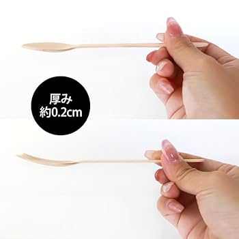 Amazon.co.jp: 使い捨て 木製 スプーン フォーク 100本 天然木
